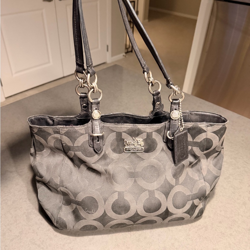 Coach Black and Purple Signature Shoulder Bag